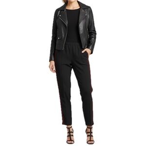 EUC BANANA REPUBLIC Black Dress Joggers – Medium, Red Tuxedo Stripe